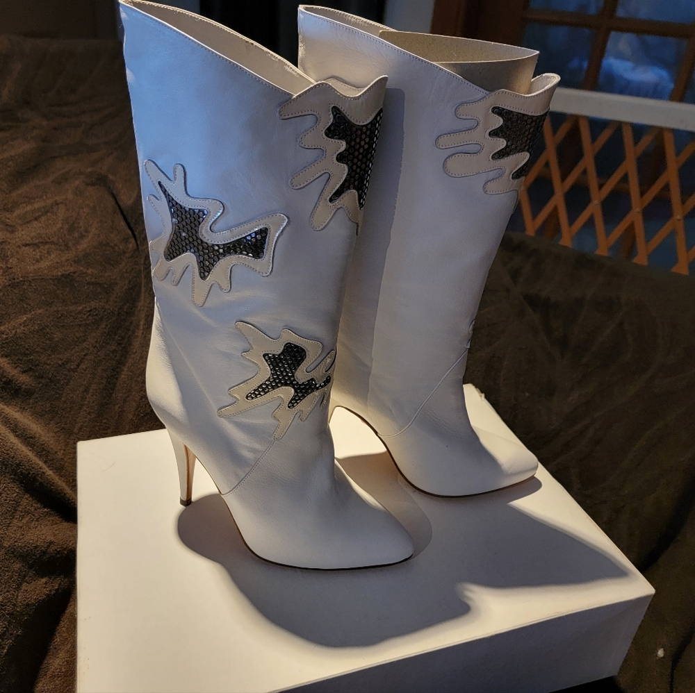 White, woman's western leather boots.